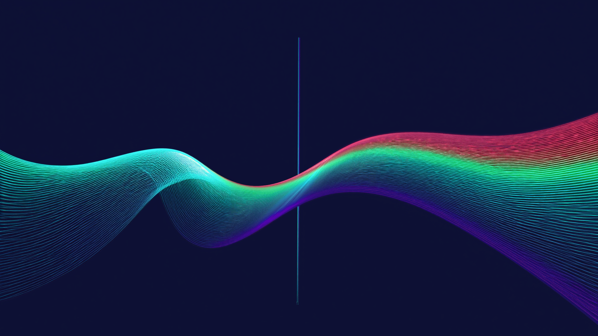 Two glowing diverging paths of light, one looping yearly and one a single straight lifetime path.